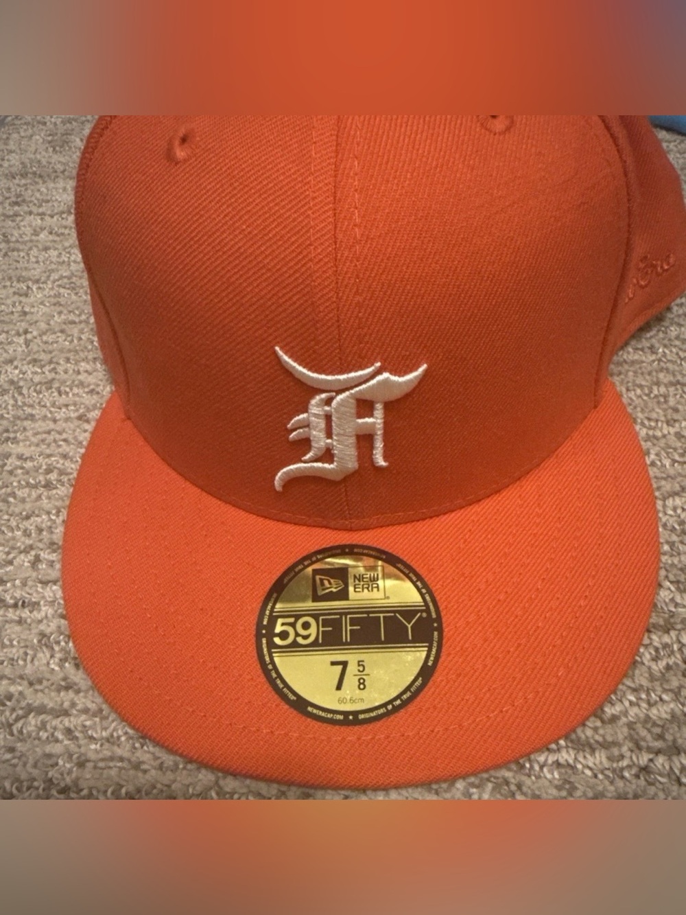 Fear of God Fitted New Era 59FIFTY Orange Fitted Baseball Cap Size 7 5/8
